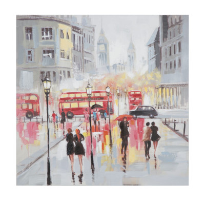 DIPINTO SU TELA RAIN LONDON -A- CM 100X3X100