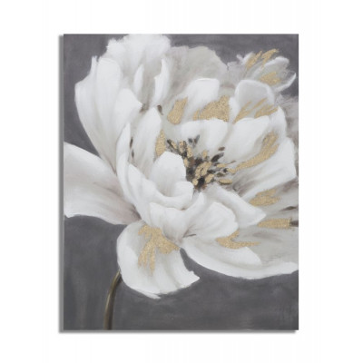 DIPINTO SU TELA WHITE/GOLD FLOWER CM 
80X3,7X100