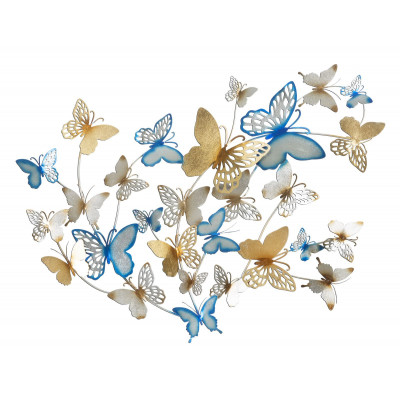 PANNELLO DA MURO BUTTERFLIES ORO/CELESTE CM 132X3,5X95,5